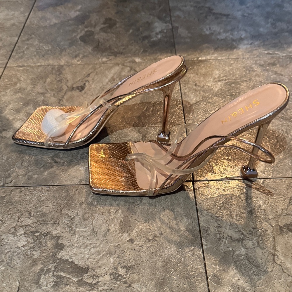 SHEIN Metallic Gold Strappy Heels